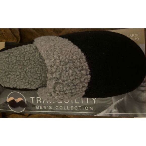 Tranquility‎ Men's Memory Foam Slip-on Slippers Large Size 10-11 Black - Picture 4 of 6